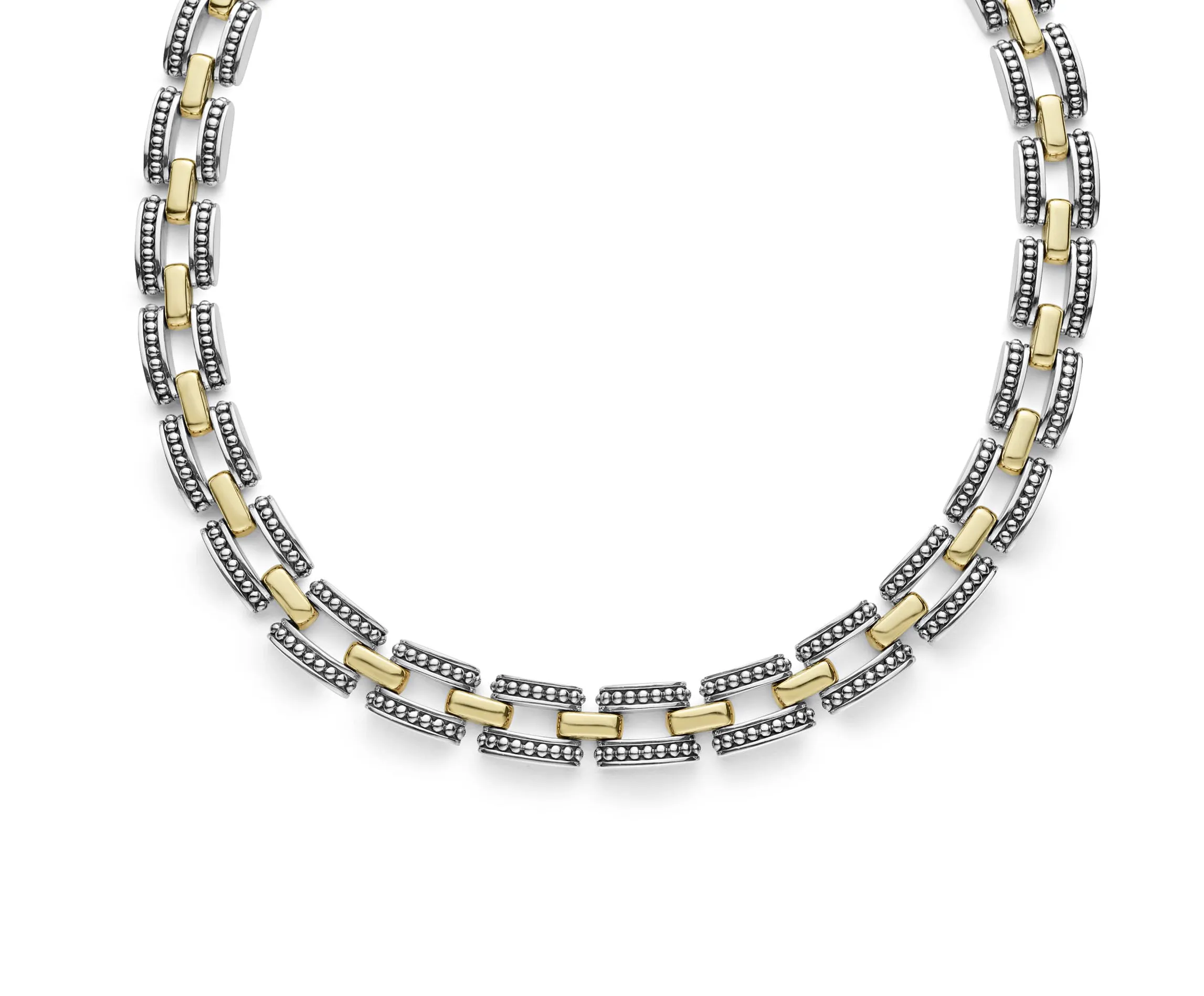 LAGOS High Bar Gold Caviar Link Necklace