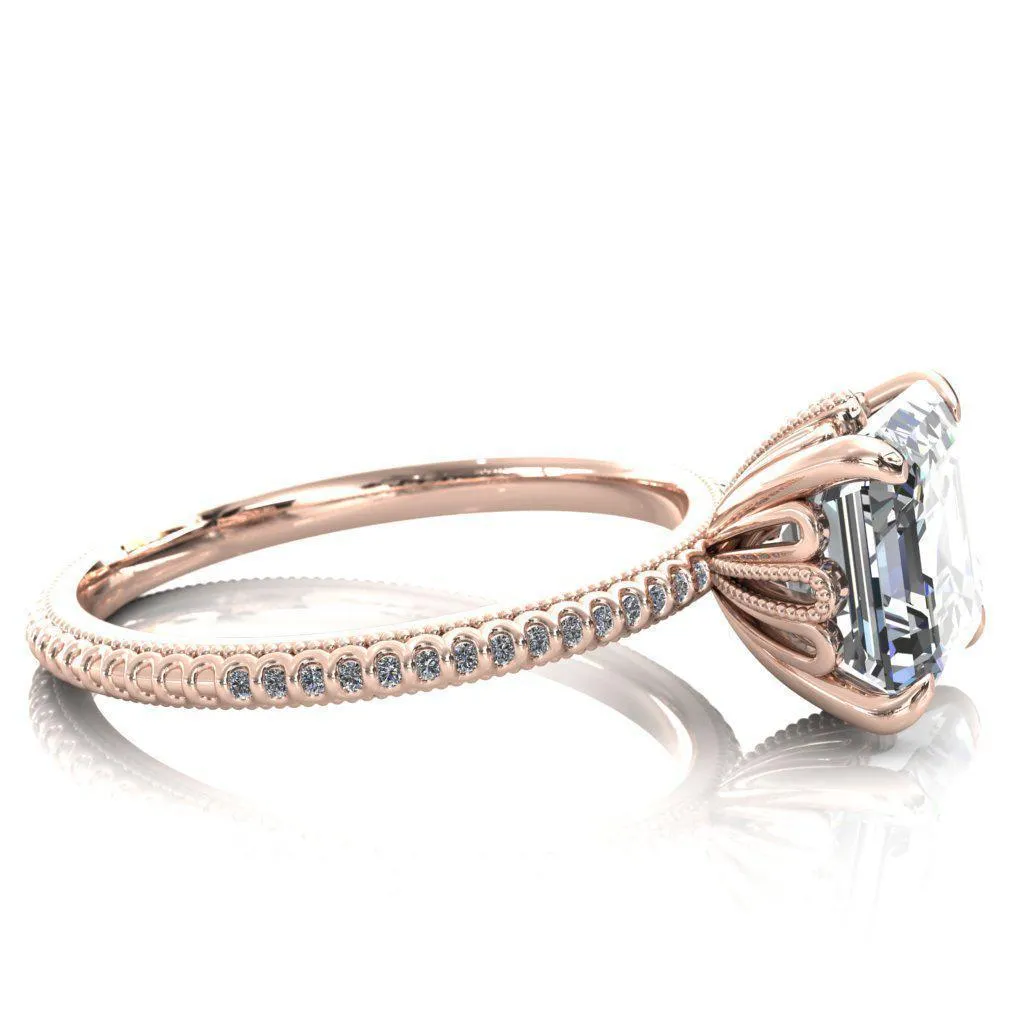 Lalique Asscher Moissanite Three Loops Milgrain Engagement Ring