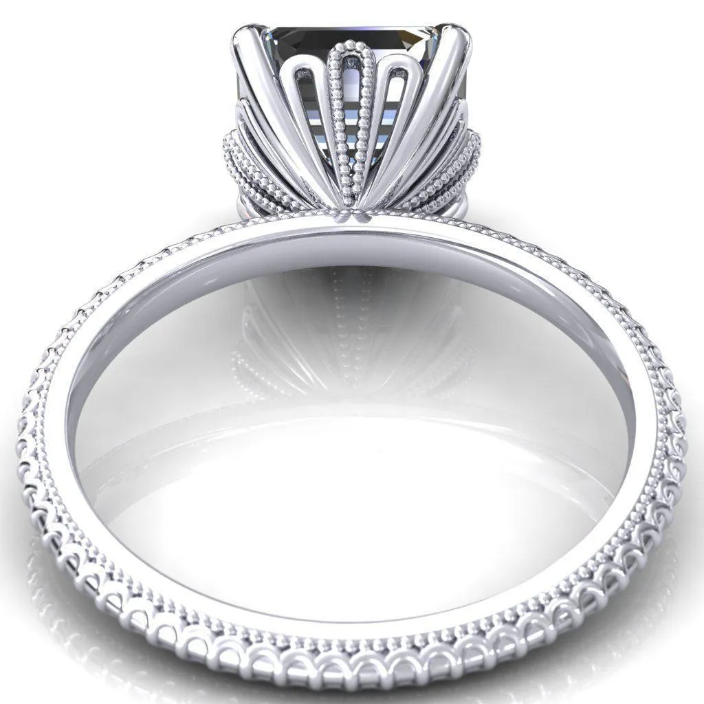 Lalique Asscher Moissanite Three Loops Milgrain Engagement Ring
