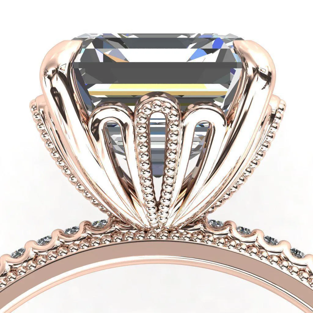 Lalique Asscher Moissanite Three Loops Milgrain Engagement Ring