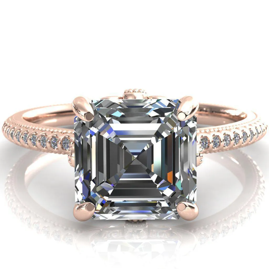 Lalique Asscher Moissanite Three Loops Milgrain Engagement Ring