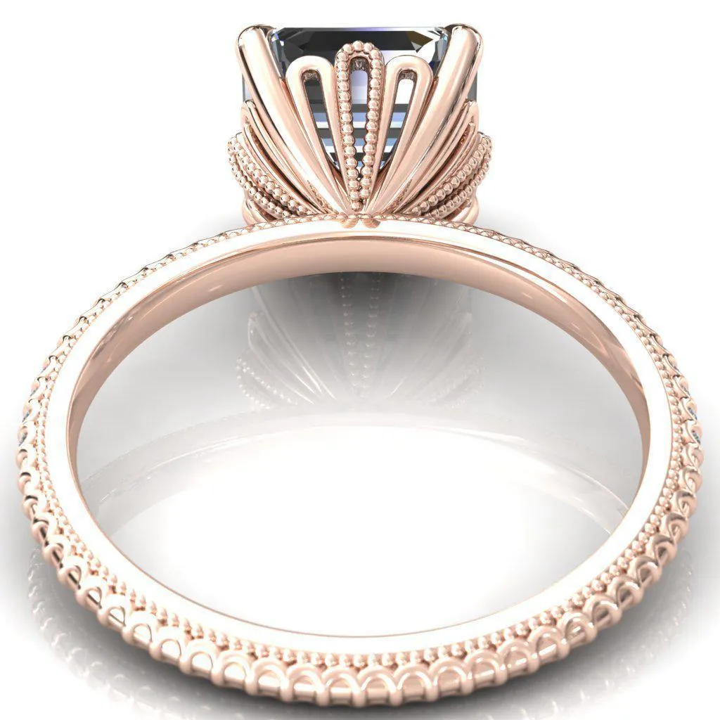 Lalique Asscher Moissanite Three Loops Milgrain Engagement Ring