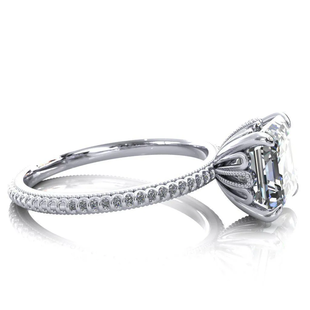 Lalique Asscher Moissanite Three Loops Milgrain Engagement Ring