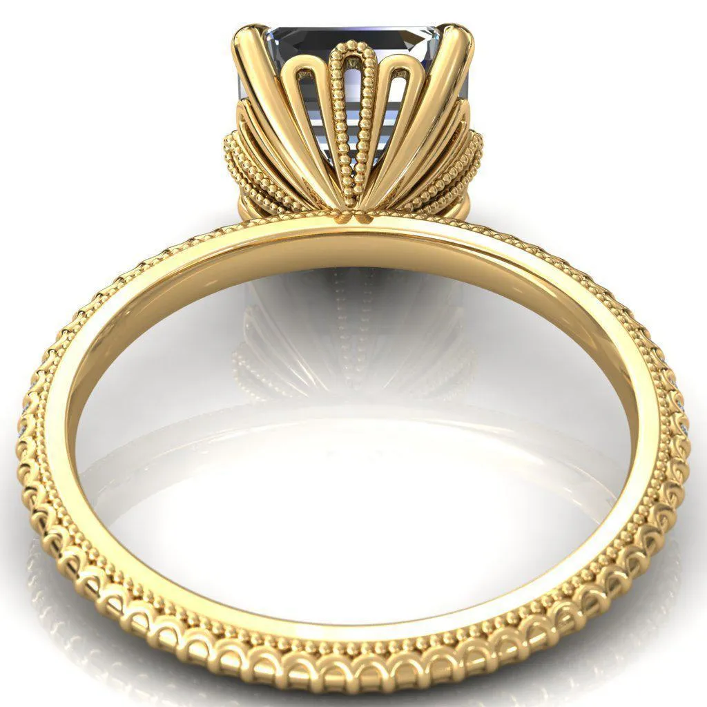 Lalique Asscher Moissanite Three Loops Milgrain Engagement Ring
