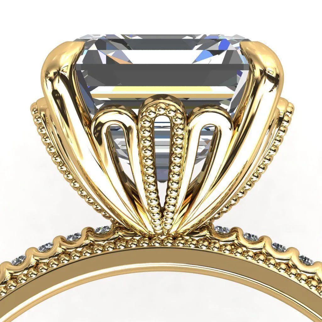 Lalique Asscher Moissanite Three Loops Milgrain Engagement Ring