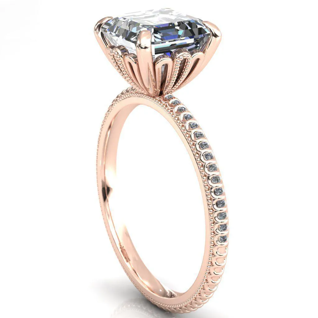 Lalique Asscher Moissanite Three Loops Milgrain Engagement Ring