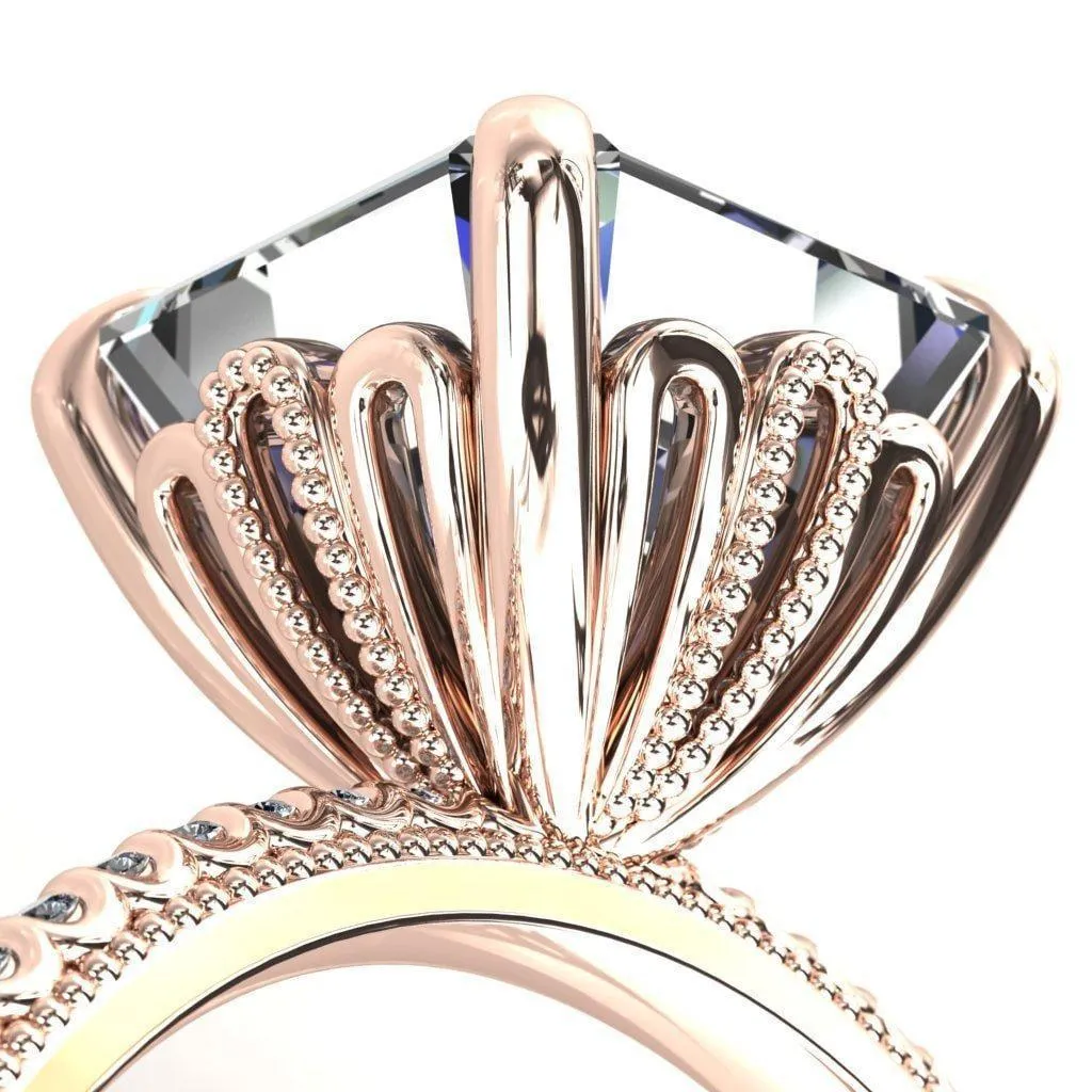 Lalique Asscher Moissanite Three Loops Milgrain Engagement Ring