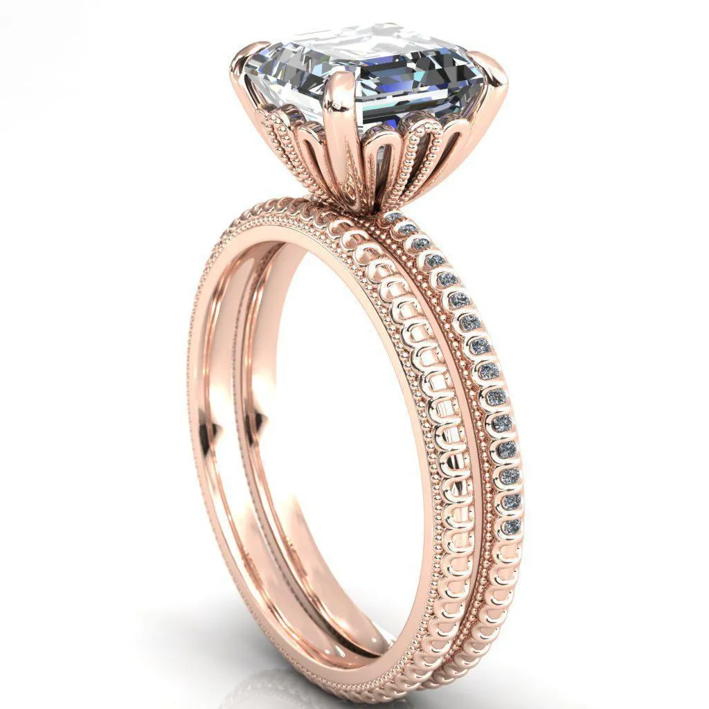 Lalique Asscher Moissanite Three Loops Milgrain Engagement Ring