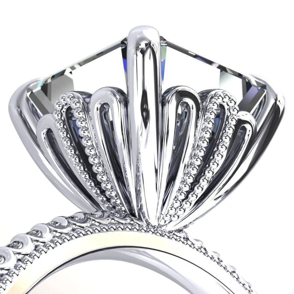 Lalique Asscher Moissanite Three Loops Milgrain Engagement Ring