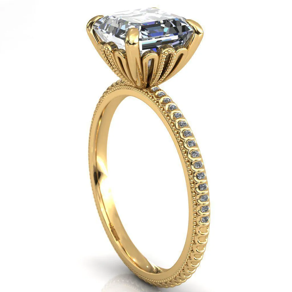 Lalique Asscher Moissanite Three Loops Milgrain Engagement Ring