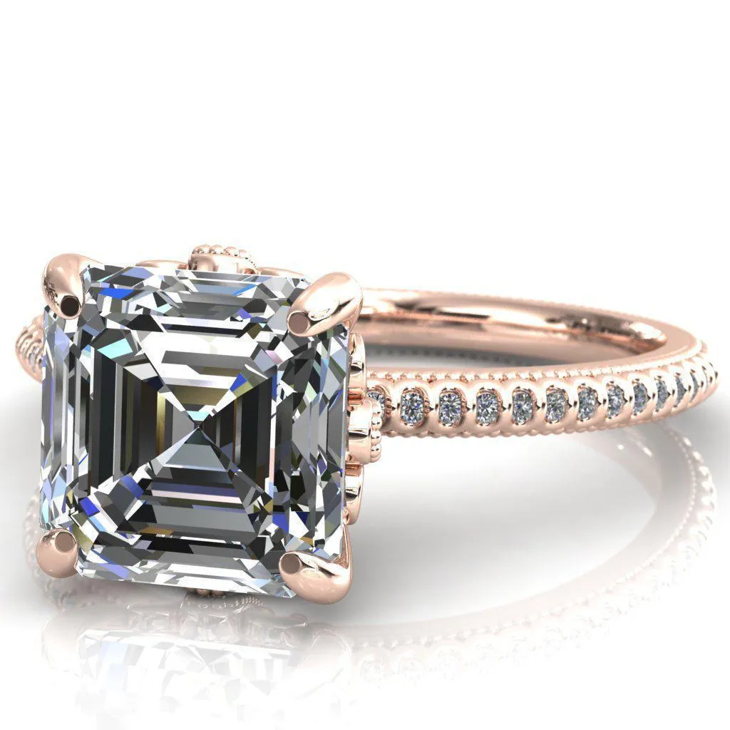 Lalique Asscher Moissanite Three Loops Milgrain Engagement Ring