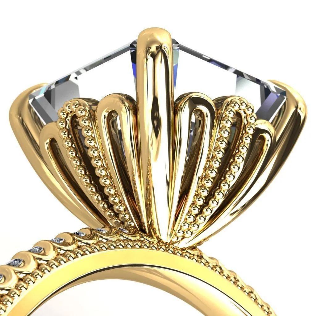 Lalique Asscher Moissanite Three Loops Milgrain Engagement Ring