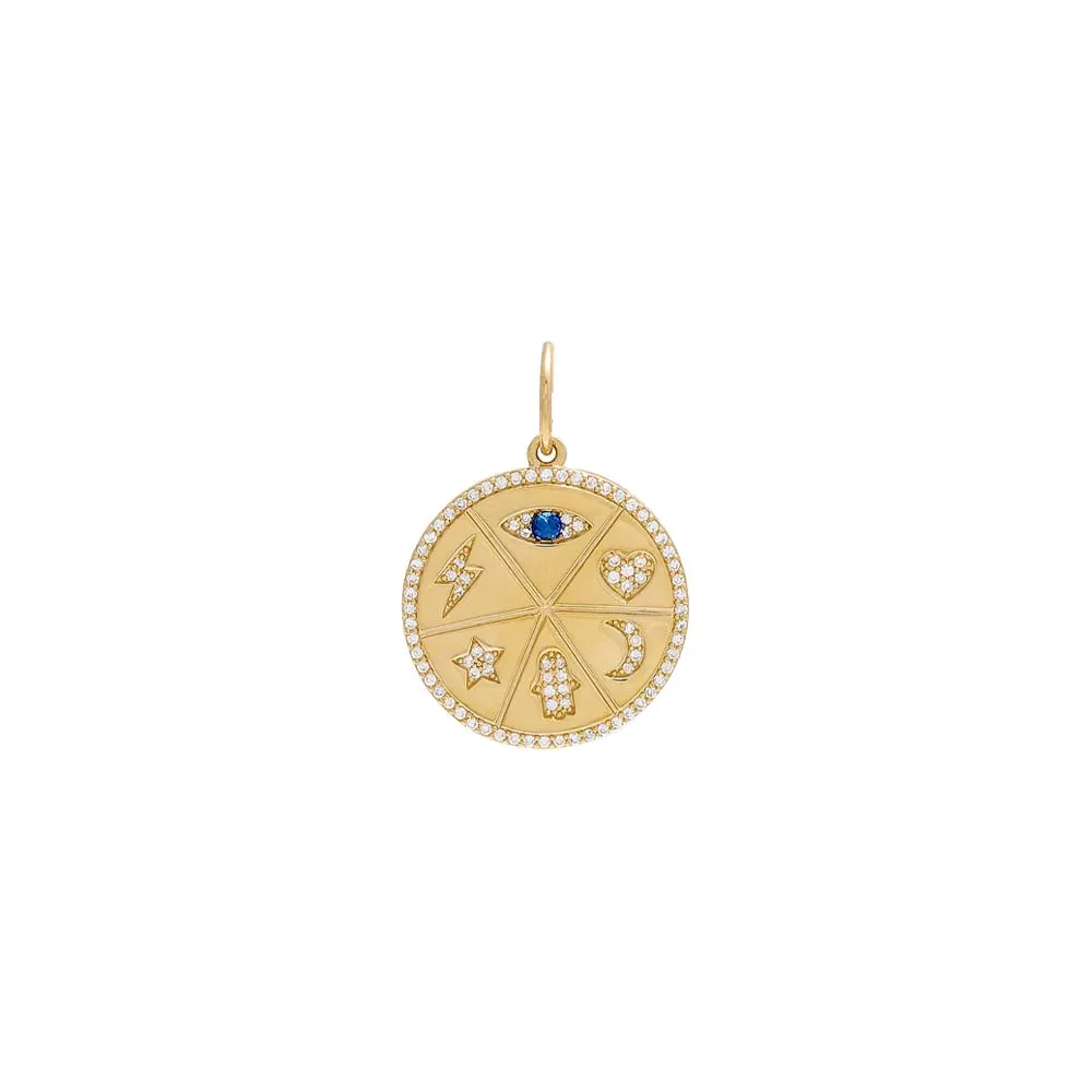 Large Diamond Medallion Charm 14K