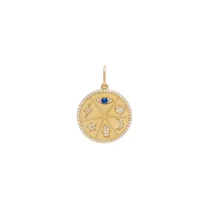 Large Diamond Medallion Charm 14K