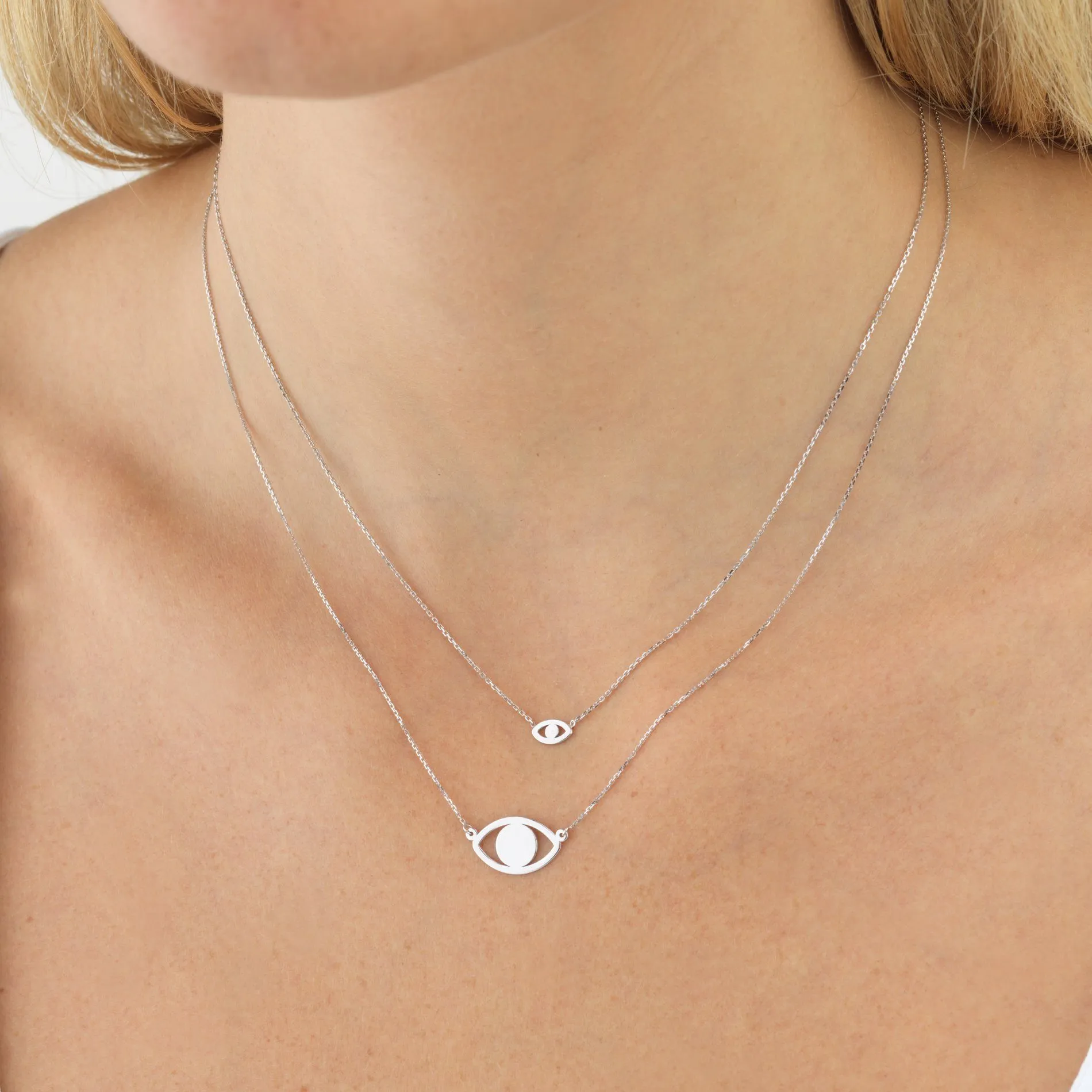 Large Evil Eye Necklace 14K