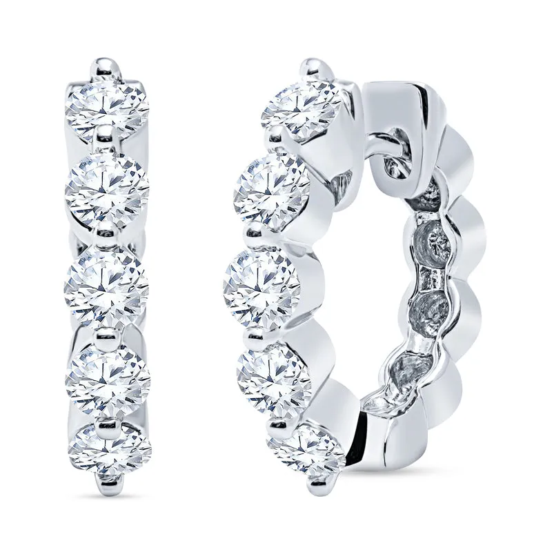 Large Gold Diamond Hoop Earrings with Gemstones