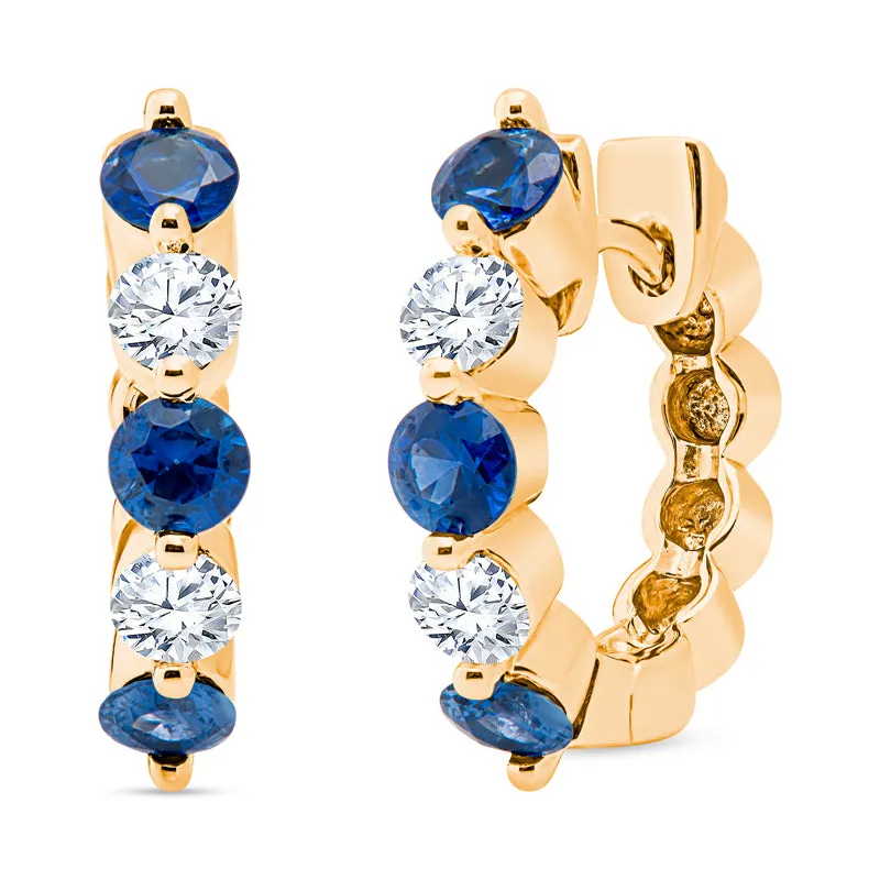 Large Gold Diamond Hoop Earrings with Gemstones