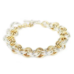 Larry Rosen Silver and Gold Double Circle Bracelet