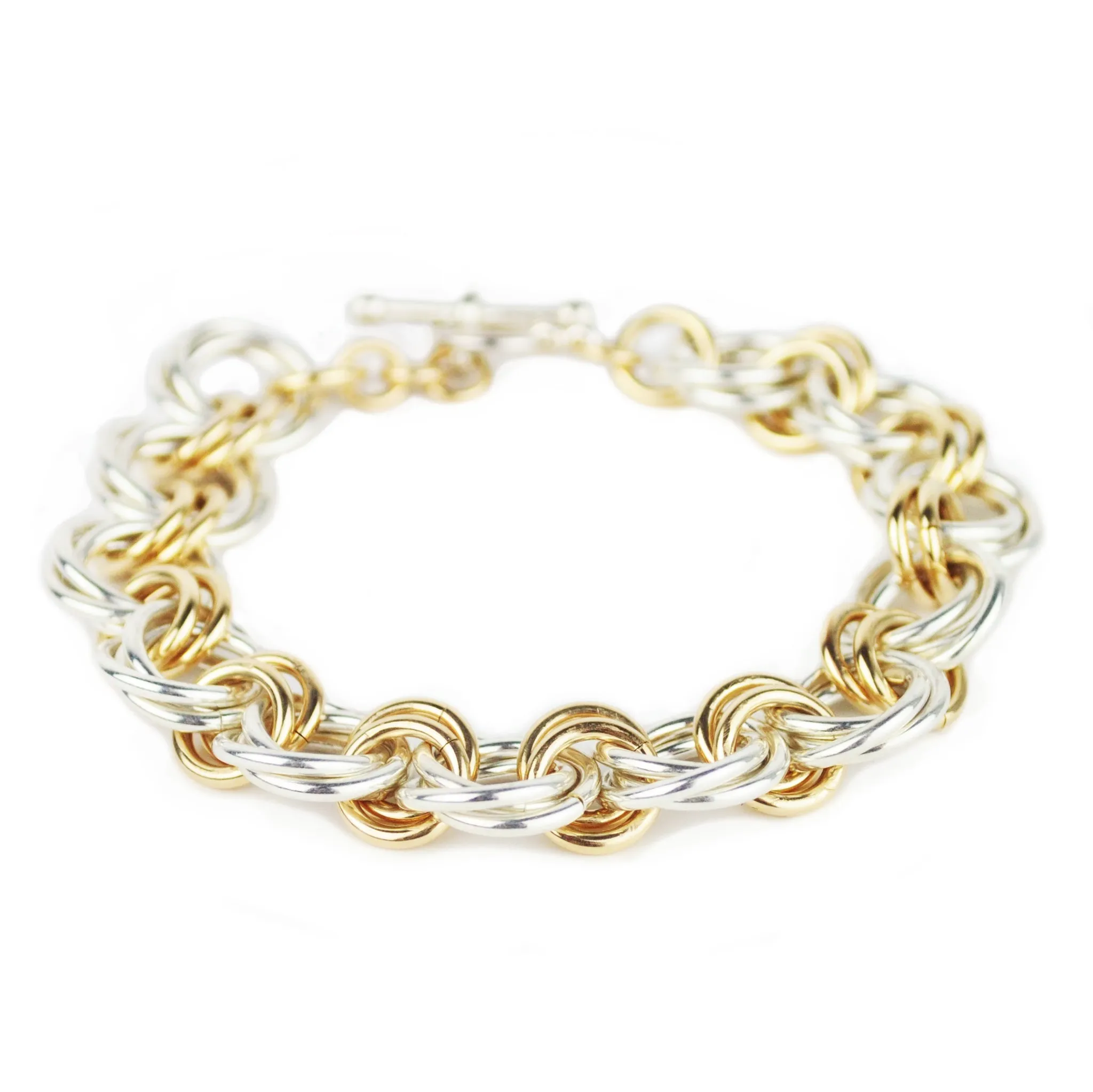 Larry Rosen Silver and Gold Double Circle Bracelet