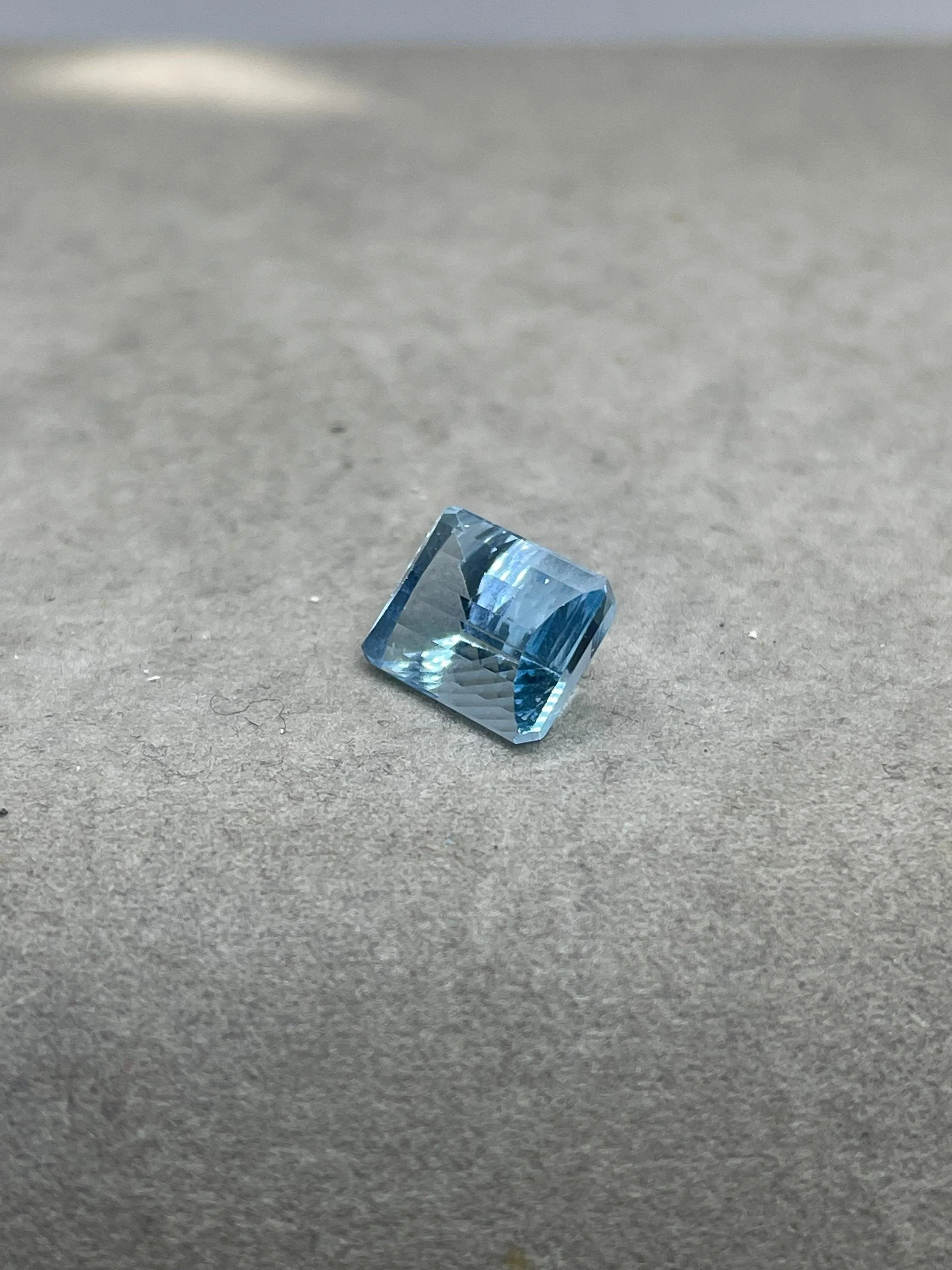 Laser Concave Cut Swiss Blue Topaz 14x10x8 Emerald Cut Loose Gemstone