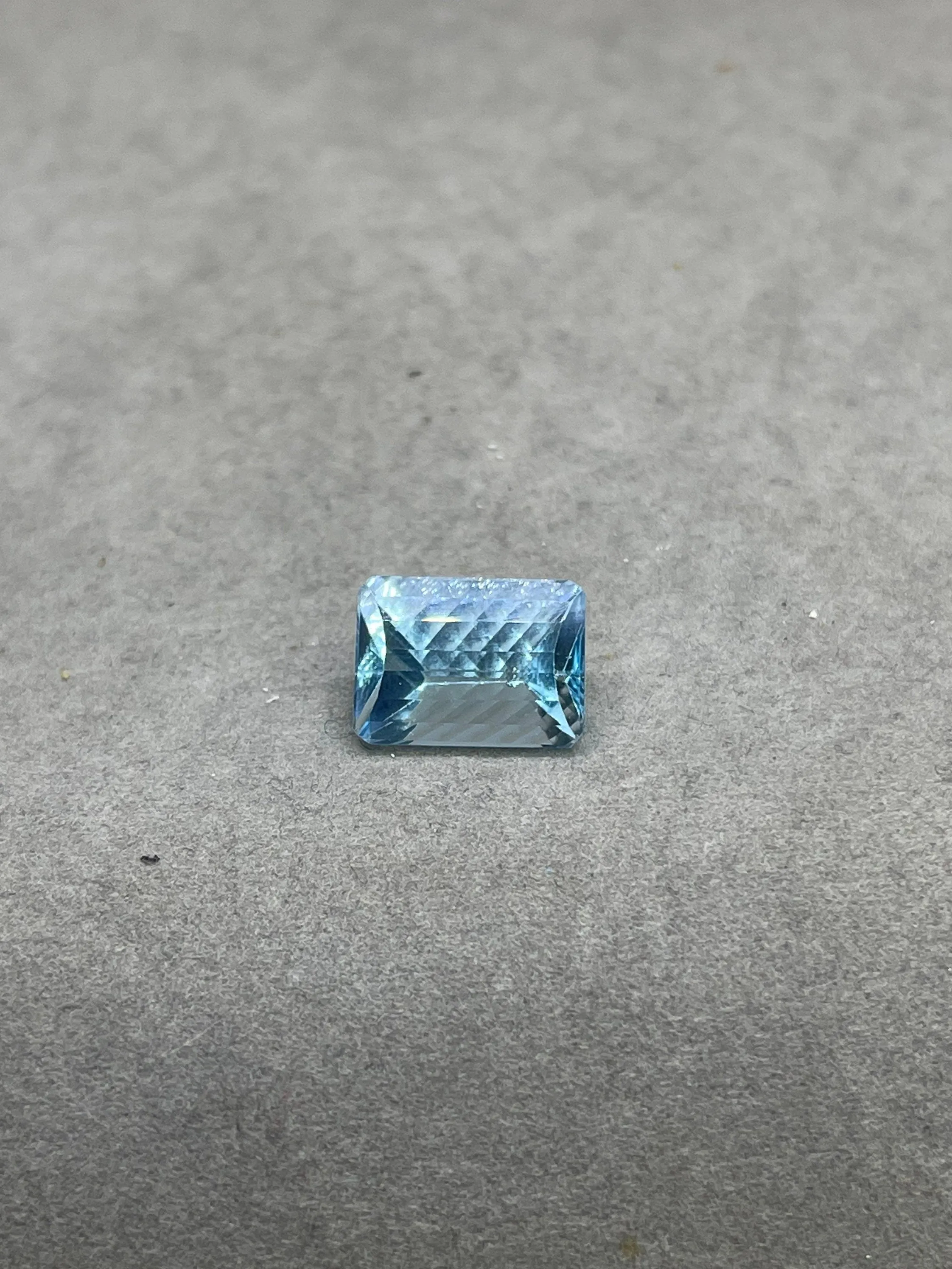 Laser Concave Cut Swiss Blue Topaz 14x10x8 Emerald Cut Loose Gemstone