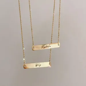 Lazer Engraved Horizontal Bar Necklace