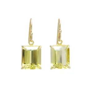 Lemon Citrine Emerald Cut Earrings