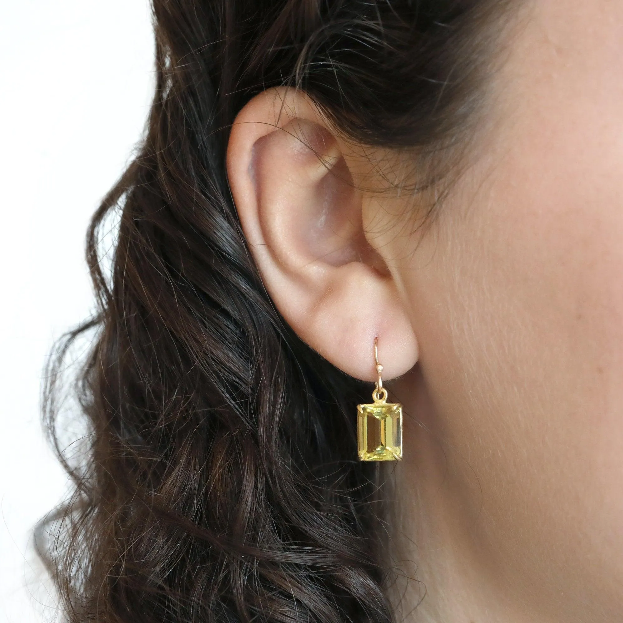 Lemon Citrine Emerald Cut Earrings