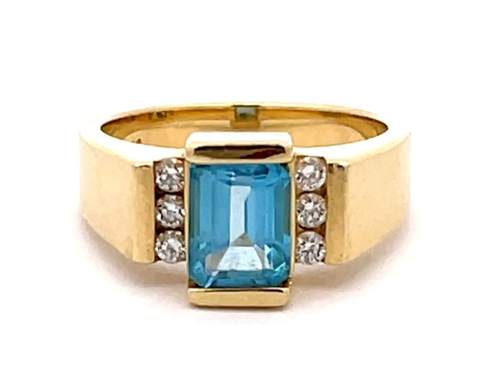 Light Blue Topaz and Diamond Ring in 14k Yellow Gold