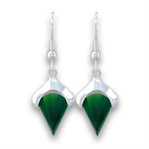 LOA567 Silver 925 Sterling Silver Earrings with Synthetic in Emerald