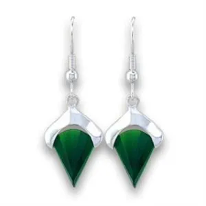 LOA567 Silver 925 Sterling Silver Earrings with Synthetic in Emerald