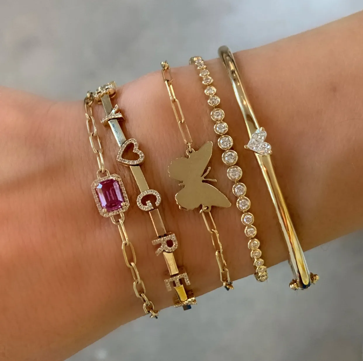 Love Hearts Diamond Illusion Bangle