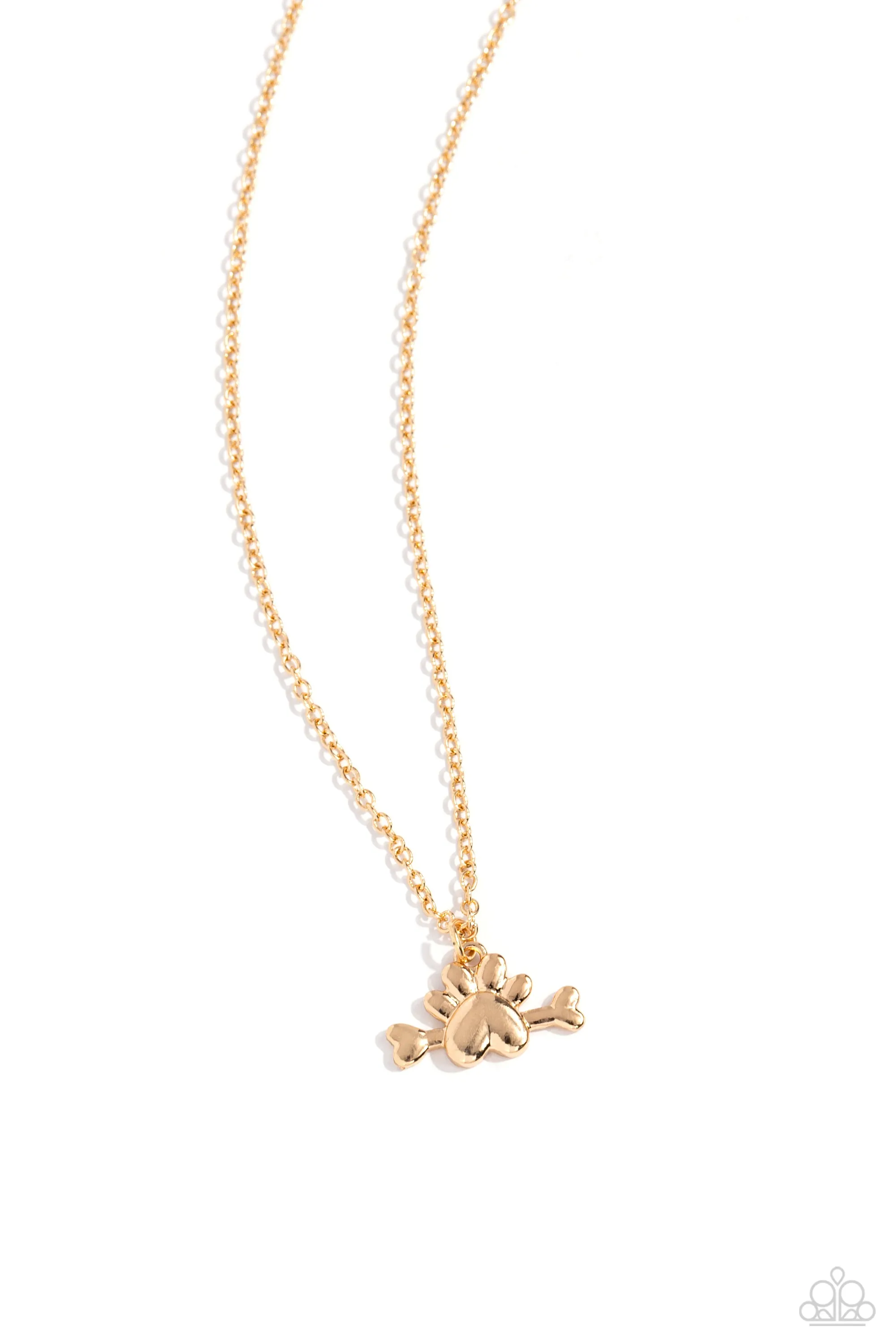 Loyal Companion - Gold - Paw Print and Dog Bone Paparazzi Short Necklace