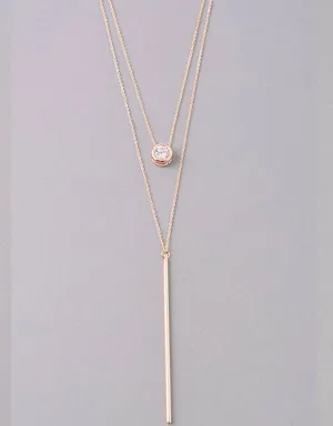 Luxe Oval Double Y Necklace in Rose Gold