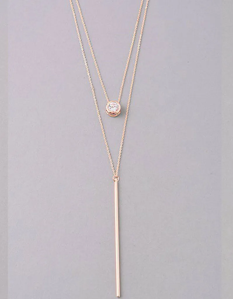 Luxe Oval Double Y Necklace in Rose Gold