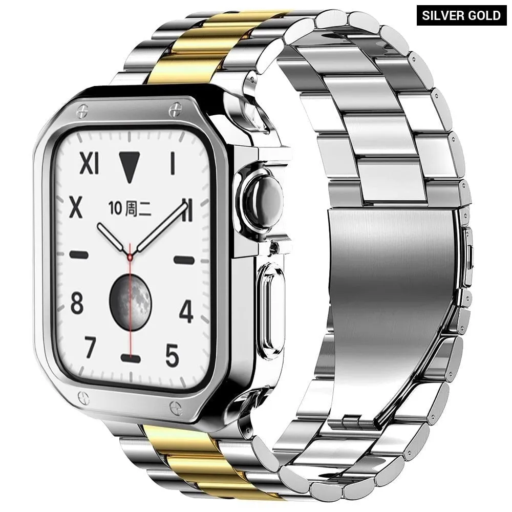 Luxury Metal Band Silicone Case for Apple Watch