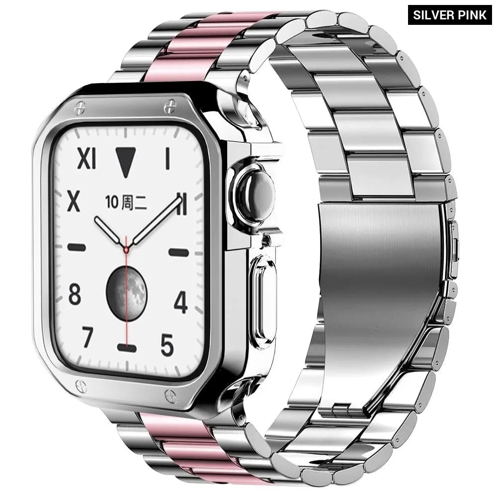 Luxury Metal Band Silicone Case for Apple Watch