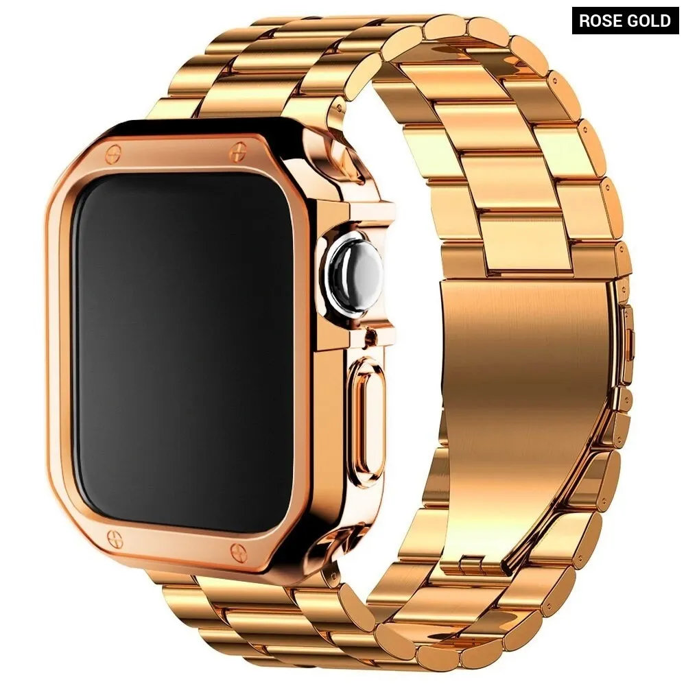 Luxury Metal Band Silicone Case for Apple Watch