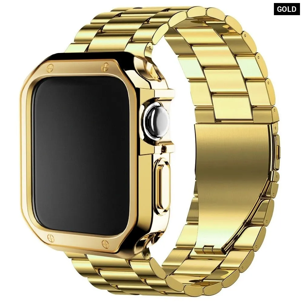 Luxury Metal Band Silicone Case for Apple Watch