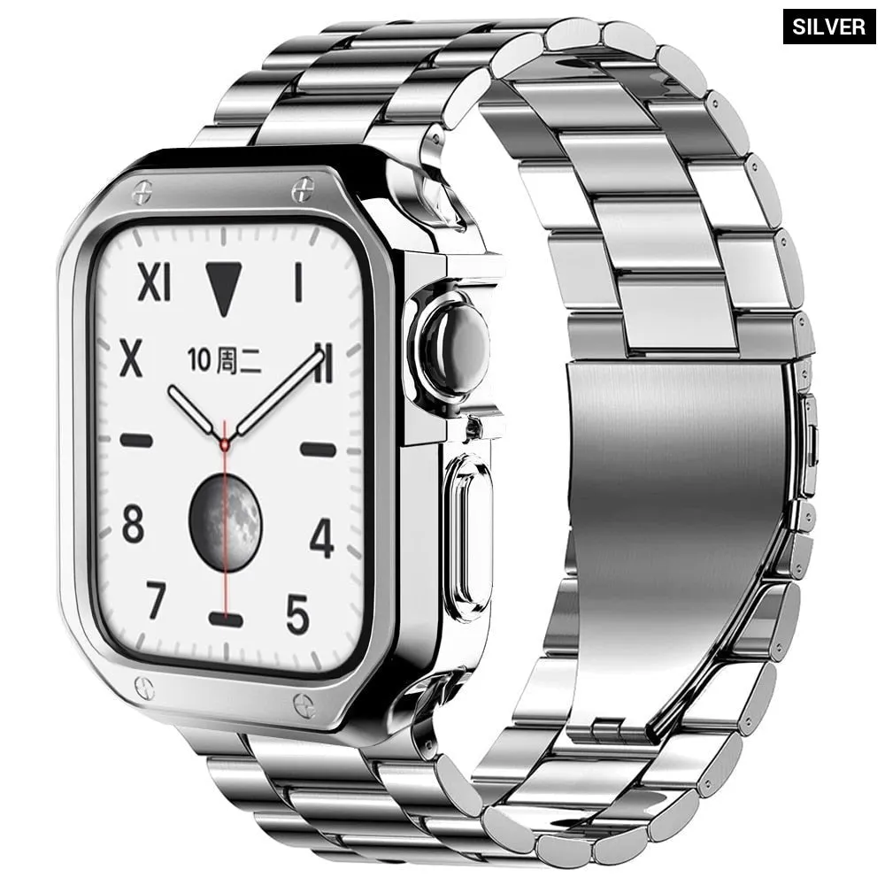 Luxury Metal Band Silicone Case for Apple Watch