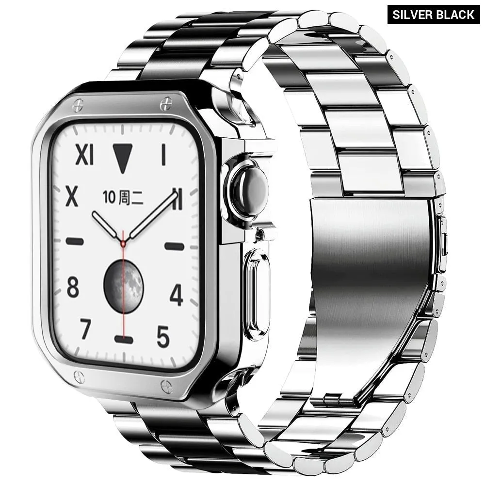 Luxury Metal Band Silicone Case for Apple Watch