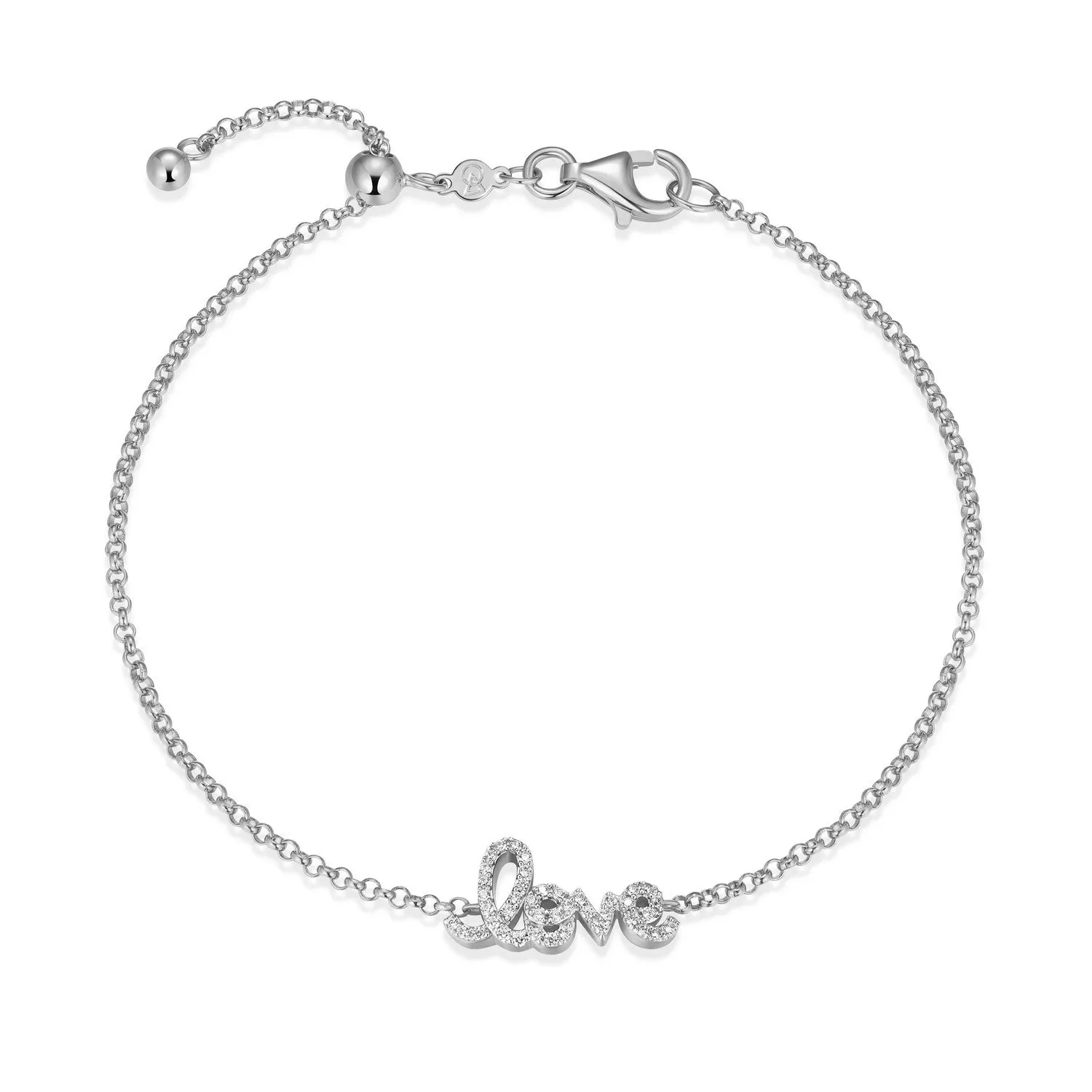 M by Monte Lune LG Diamond "Love" Bolo Bracelet in 18K Yellow Gold/Rhodium Plated Sterling Silver Yellow