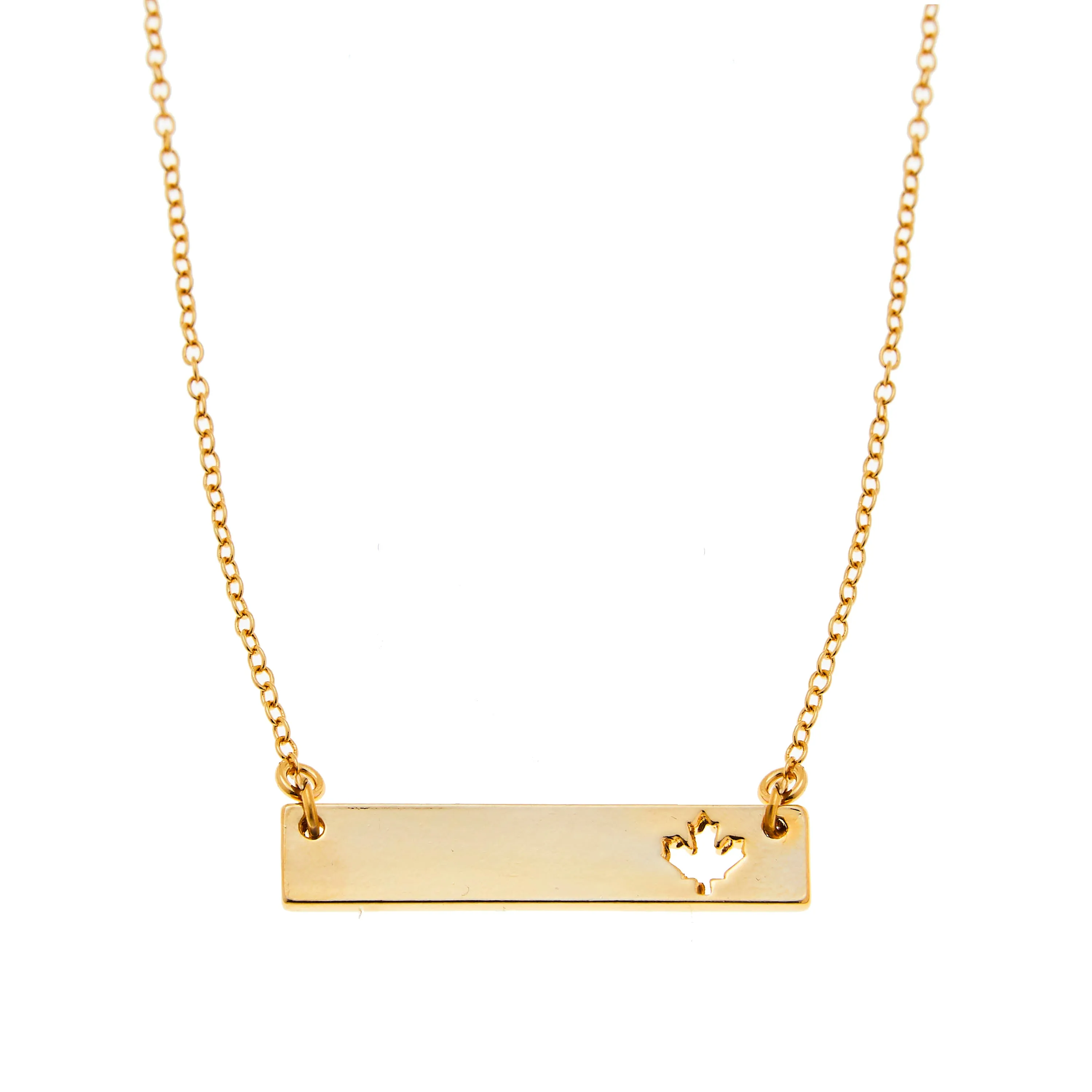 Maple Leaf Bar Necklace in Gold