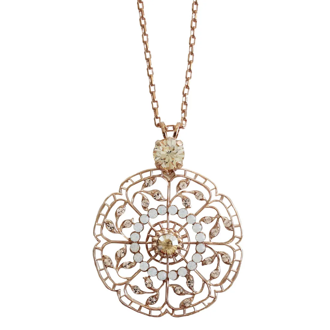 Mariana "Kalahari" Rose Gold Plated Filigree Pendant Crystal Necklace, 5210 1078mr