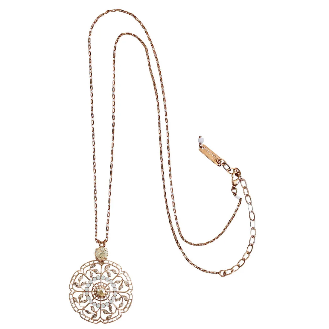 Mariana "Kalahari" Rose Gold Plated Filigree Pendant Crystal Necklace, 5210 1078mr