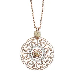 Mariana "Kalahari" Rose Gold Plated Filigree Pendant Crystal Necklace, 5210 1078mr