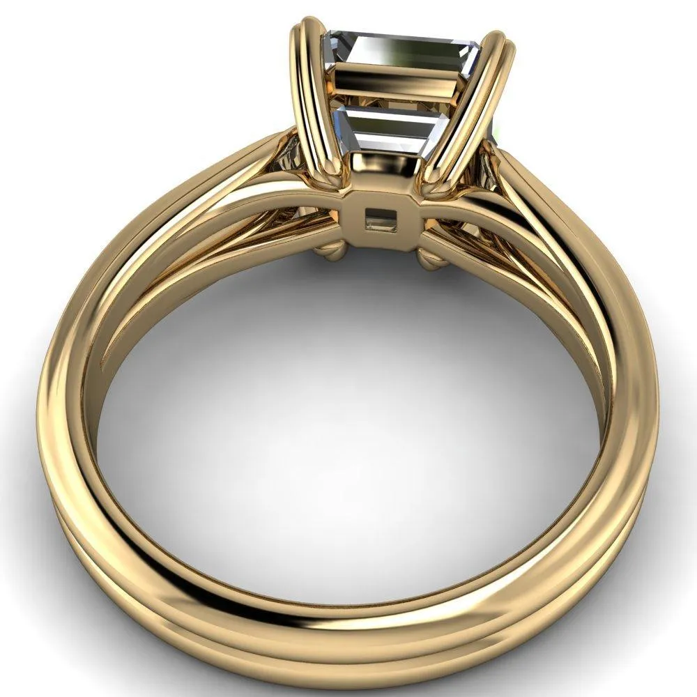 Martha Asscher Moissanite 4 Prong Split Shank Engagement Ring