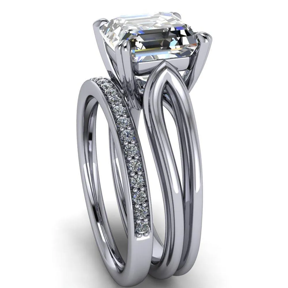 Martha Asscher Moissanite 4 Prong Split Shank Engagement Ring