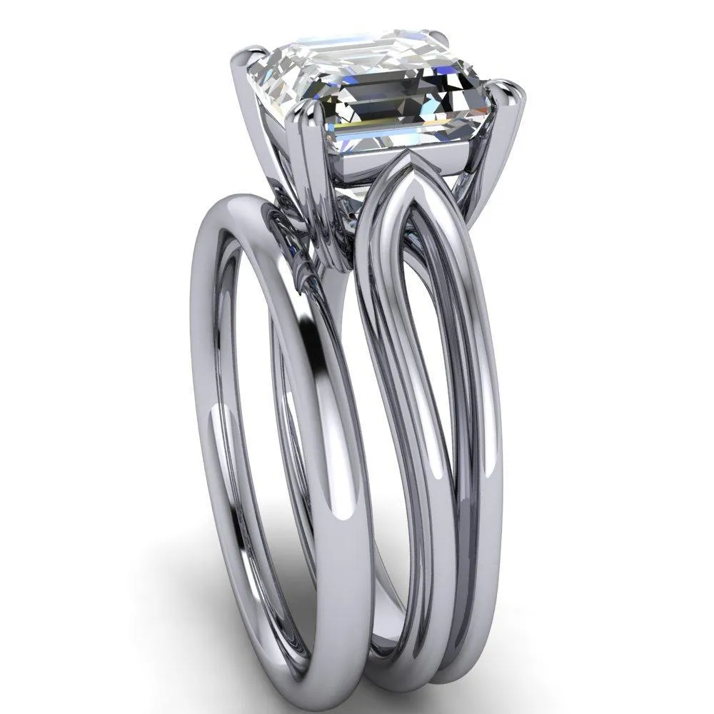Martha Asscher Moissanite 4 Prong Split Shank Engagement Ring