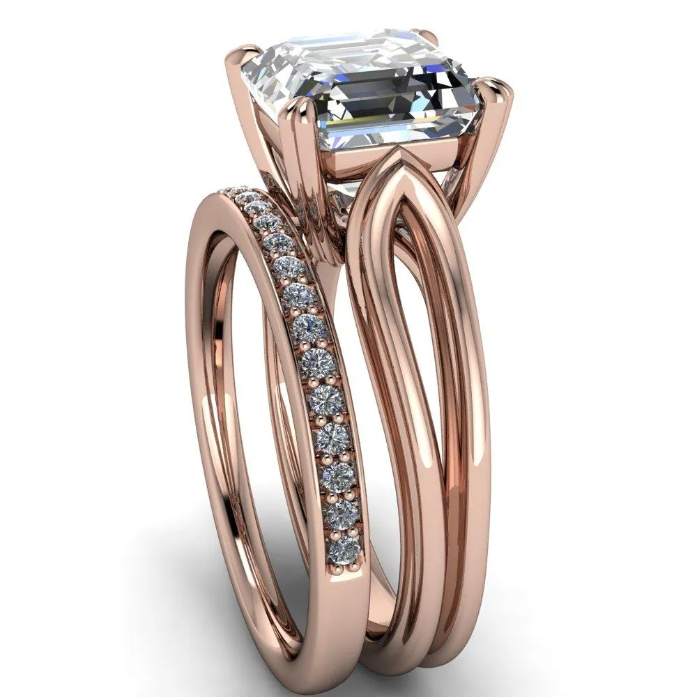 Martha Asscher Moissanite 4 Prong Split Shank Engagement Ring
